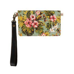 Vaan & Co Upcycled Genuine Leather Floral Card Holder/Wallet Wristlet